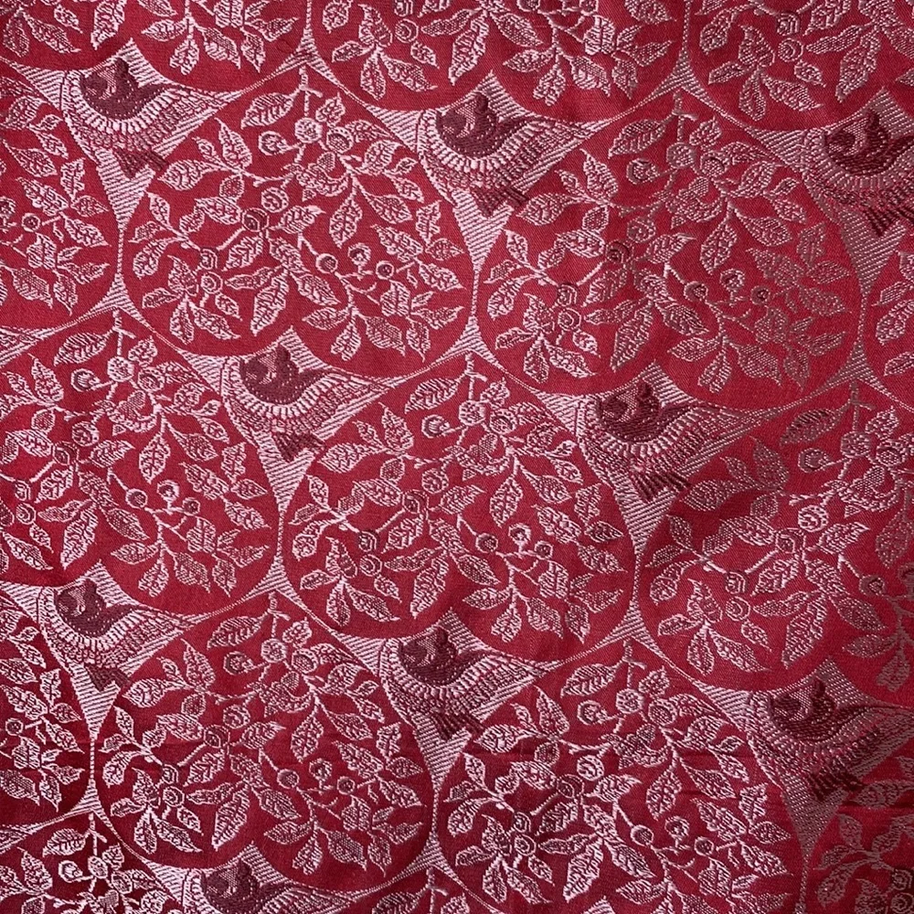 100% Silk Red Heart and Floral Design Table Runner 22”x76”